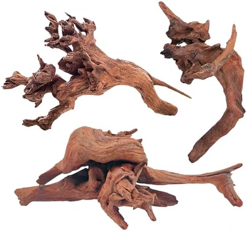 WDEFUN Natural Driftwood for Aquarium Decor, 3-Piece 7''-11'' Large Driftwood for Decorations on Fish Tank, Reptiles Bearded Dragon Accessories or Air Plants