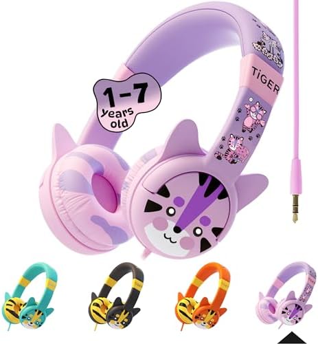 Kidrox Wired Toddler Headphones for 1-7 Years Old — 85dB Volume Limited Baby Headphones for Plane & Car Travel — Children Headphones for Airplane, iPad & Tablet Kids Headphones with Cord for Children