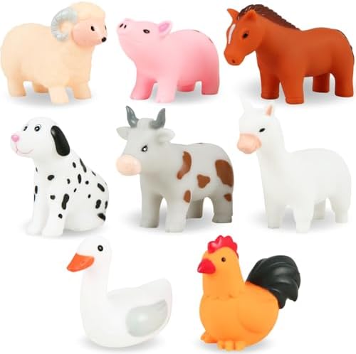 XY-WQ Bath Toys No Hole, for Infants 6-12& Toddlers 1-3, No Hole Bathtub Toys (Animal Ⅱ, 8 Pcs with Mesh Bag)