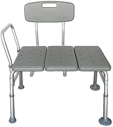Winado Tub Transfer Bench for Bathtub with Backrest & Armrest, Supports up to 330 lbs Aluminium Alloy Bath Chair, Gray