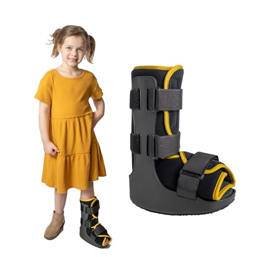 Brace Direct Kids Fracture Boot Pediatric Walking Boot for Foot Fracture, Ankle Sprain & Post-Op Recovery, Yellow (Medium, US Kids 8.5K–11.5K)