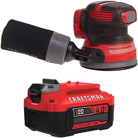 CRAFTSMAN V20 Random Orbit Sander with Lithium Ion Battery, 4.0-Amp Hour, Charger Sold Separately (CMCW220B & CMCB204)