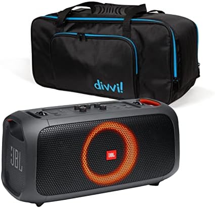 JBL PartyBox On-The-Go Portable Bluetooth Speaker Bundle with divvi! Protective Transport Bag