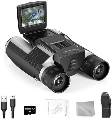 5M 2" LCD 32GB Digital Binocular with Camera 12X32 Video Photo Recorder Camcorder for Bird Watching Football Game Concert