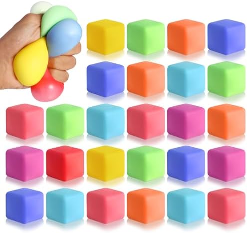 40 Pack Slow Rising Stress Cube Fidget Toys, Squishy Balls Sensory Fidget Toys for Kids Adults, Square Shape Fidgets for Classroom, Party Favors Pull Stretch Squishy Toy Classroom Prize Box Toys