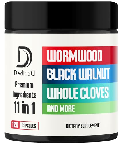 Wormwood Supplement - 120 Capsules Extracted from Black Walnut, Cloves, Turmeric, Apple, Berberine HCl & More - 11 Ingredients Combined for Digestive Health, Immune System & Joints - 2-Month Supply