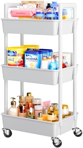 Pipishell Plastic Rolling Cart and Breakfast Table