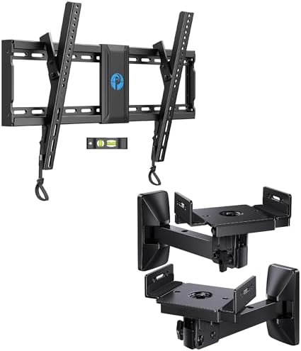 Pipishell Speaker Wall Mounts, Dual Side Clamping Bookshelf Speaker Mounting Bracket
