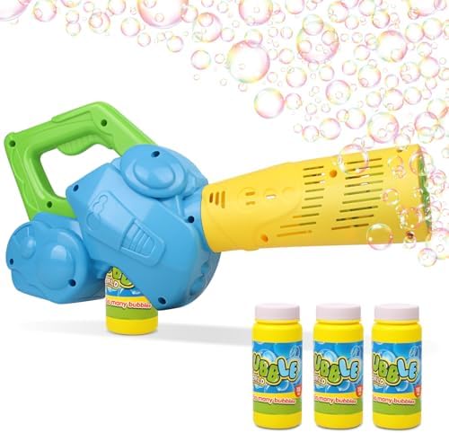 Duckura Bubble Leaf Blower, Outdoor Bubble Machine for Toddlers 1-3, Kids Bubble Gun Blower with 3 Bubble Solution, Summer Outside Yard Toy, Easter Basket Stuffer Birthday Gift for Age 2 3 4 Boy Girl