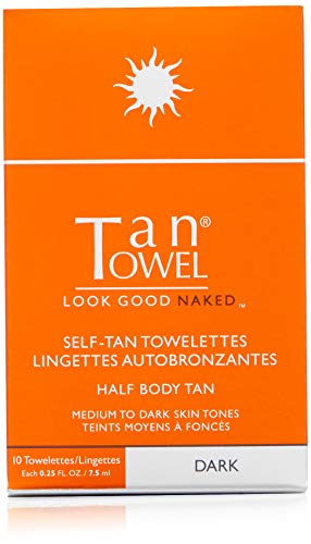 TanTowel Half Body Tan Towelettes - 10 Pack, Dark, 10 Count (Pack of 1)