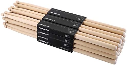 Suwimut 12 Pairs 7A Drum Sticks, Classic Maple Wood Tip Drumsticks for Kids Beginners Students, Rock Band Musical Instrument Percussion Accessories, Consistent Weight and Pitch