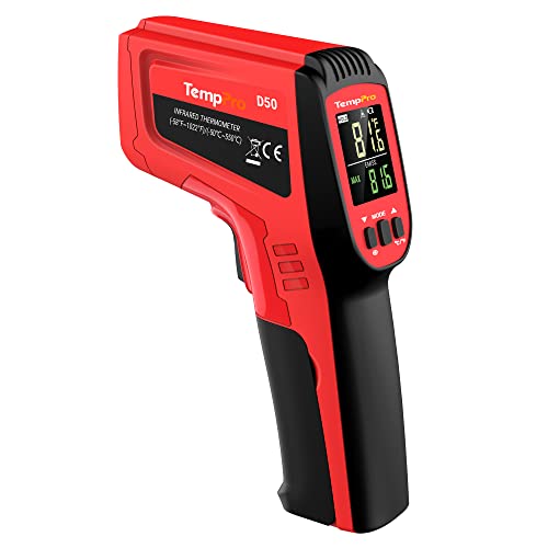 D50 Dual Laser Infrared Thermometer Gun for Cooking with Adjustable Emissivity & MAX/MIN/AVG Display, Laser Thermometer Gun for Cooking Industrial Use (NOT for Human)