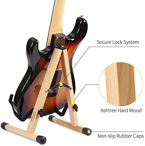 SNIGJAT Wood Acoustic Guitar Floor Stand, Mini Electric Adjustable, Folding Bass Guitar Stand for Cello Banjo Mandolin Ukulele