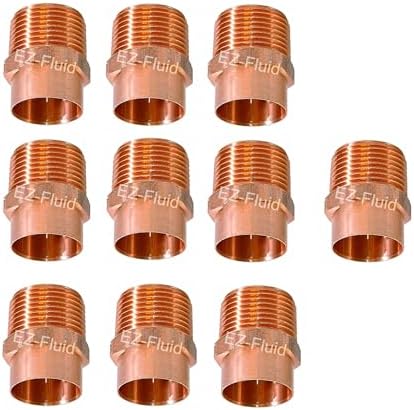 (10pcs) EZ-FLUID Plumbing 1/2" C X MIP LF Copper Male Adapter Pressure Copper Fittings,Sweat Solder Connection for Residential,Commercial Copper Pipe