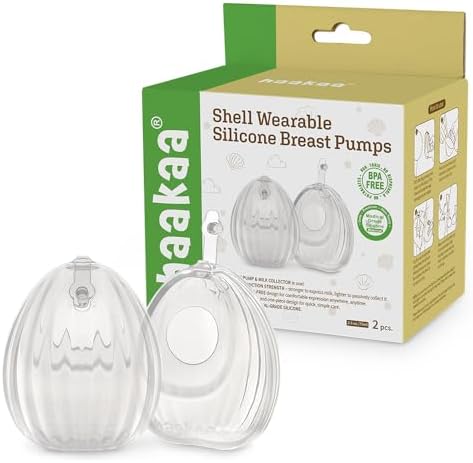 HAAKAA Shell Wearable Hands-Free Manual Breast Pump/Milk Collector – Medical-Grade Silicone – Compact, Portable & Discreet – Leak-Proof Valve 2.5 oz 2PK