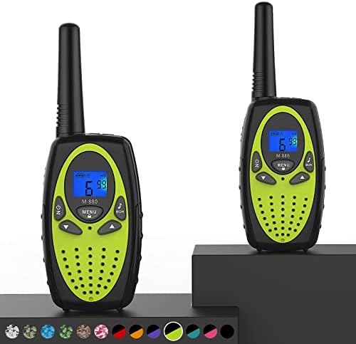 Walkie Talkies Long Range,M880 FRS Two Way Radio for Adults Toy for Kid with Mic LCD Screen/Durable Wakie-Talkies with Noise Cancelling for Men Women Outdoor Cruise Ship (Yellow Green 2 in 1)