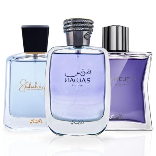 RASASI Arabian Perfume for Men Hawas, Daarej Eau De Parfum Men 100ML(3.4 OZ) Shuhrah 90ML | Long-Lasting perfumes, Elevate Your Aura With These Masculine Scents. (Bundle)