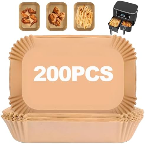 200PCS Disposable Air Fryer Liner for Ninja 2-Basket - Parchment Paper Rectangular Liner for Microwave Oven 8.6in x 5.5in
