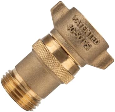 Camco Brass Marine/RV Water Pressure Regulator – Protects RV Kitchen Small Appliances, Plumbing & Hoses – Reduces RV Water Pressure to Safe & Consistent 40-50 PSI – Drinking Water Safe (40055)