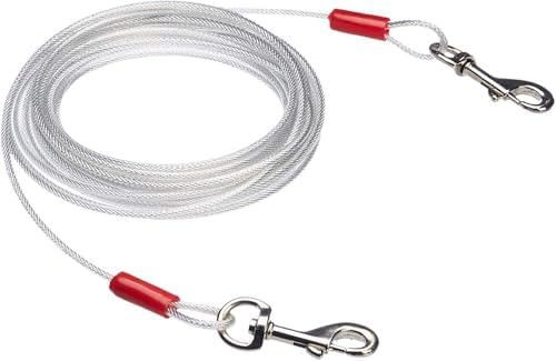 Amazon Basics Tie-Out Cable for Dogs up to 90lbs, 25 Feet, White