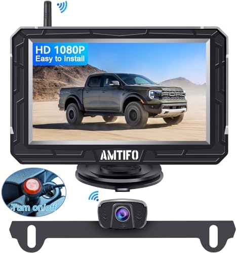 Wireless Backup Camera Truck Hitch Trailer - Easy Install Digital Stable Signal HD 1080P Car Rear View Camera with 4.3 Inch Monitor System Super Night Vision - AMTIFO A18