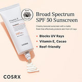 COSRX Daily SPF 50 Vitamin E Sunscreen - UVA/UVB Protection, Lightweight, No White Cast, Semi Matte Finish, Sebum Balancing, Reef Friendly