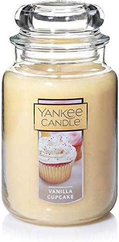 Yankee Candle Vanilla Cupcake Scented Classic 22oz Large Jar Single Wick Candle, Over 110 Hours of Burn Time, Ideal for Creating Relaxing Ambience & Holiday Gifting