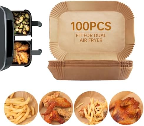 Air Fryer Parchment Paper Liners, 100Pcs Cooking Non-Stick Air Fryer Accessories, Frying Pan, Oil-proof Air Fryers for Ninja DZ201 Air Fryer Baking Roasting Microwave(8.7X5.6IN)