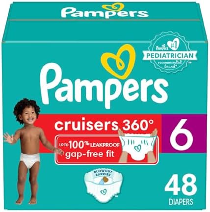 Pampers Diapers - Cruisers 360 - Size 6, 48 Count, Babyproof up to 100% Leakproof Pull-On Diaper