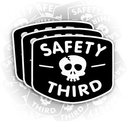 (3PCS) Safety Third Sticker Safety 3rd Funny Hard Hat Sticker Skull Warning 3" Die-Cut Waterproof Vinyl Sticker for Helmet Toolbox Water Bottle Phone Case Laptop Car (3 Inches)