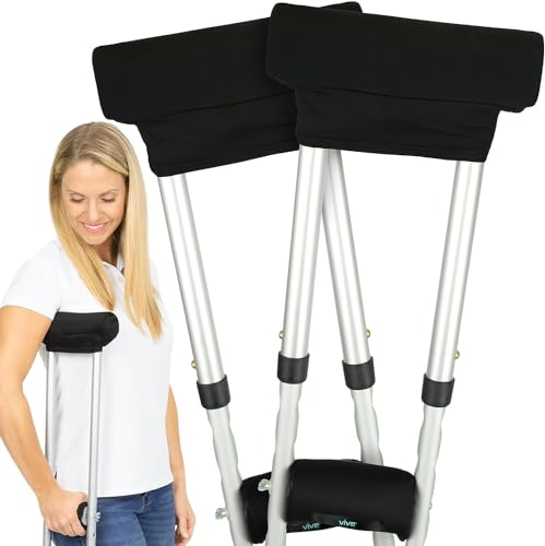 Vive Premium Crutch Pads & Hand Grips - Comfortable, Breathable, Machine Washable Padding - Moisture Wicking & Odor Reducing Pillow Accessory Covers for Adult & Youth Walking Crutches