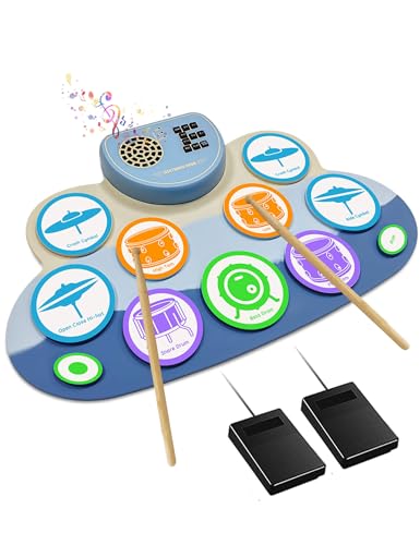 SIMEAGO Electric Drum Set, Electronic Drum Practice Pad - with Speaker & Battery, Support DTX Gaming. Roll-Up E Drum Kit for Kids & Adults Birthday or Christmas Gifts