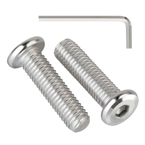 M6 x 20mm 60Pcs Flat Head Hex Socket Cap Screws Bolts,304 Stainless Steel 18-8 Bolts,Full Thread,Hex Drive,Furniture,Bed,Chair Repairs,Silver(with Hex Spanner)