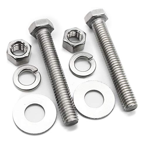 (10 Sets) 1/4-20x1-3/4" Stainless Steel Hex Head Screws Bolts, Nuts, Flat & Lock Washers, 18-8 (304) S/S, Fully Threaded by Bolt Fullerkreg