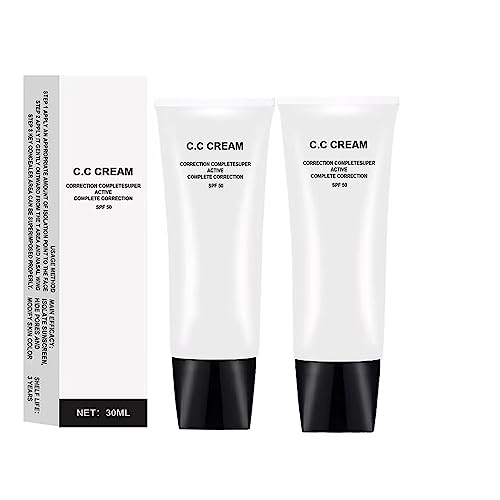 2pcs Skin Tone Adjusting CC Cream SPF 50, New Cosmetics CC Cream, Pre-makeup Primer Moisturizing Skin Concealer Brightening Skin Tone(Natural Color)