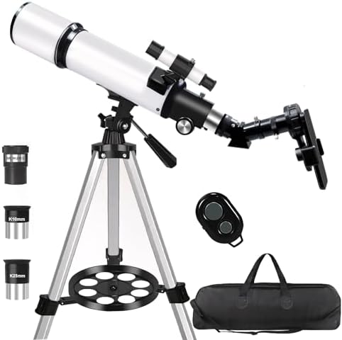 Telescopes for Adults Astronomy, 80mm Aperture 600mm Refractor Telescope for Kids Adults Beginners, Compact and Portable Travel Telescopio with Wireless Remote,Astronomical Telescope for Beginners