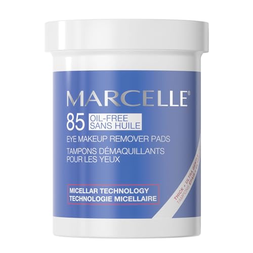 Marcelle Oil-Free Eye Make-Up Remover Pads, Sensitive Eyes, Long-Wearing Makeup Removal, Micellar Technology, Hypoallergenic, Fragrance-Free, Paraben-Free, Alcohol-Free, Cruelty-Free, 85 Pads