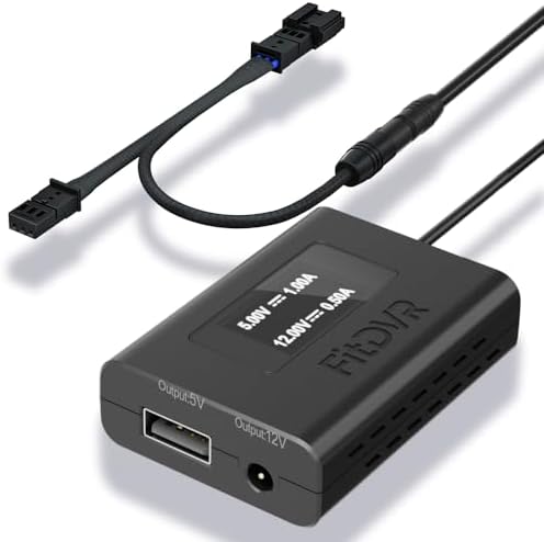 Dash Camera Power Adapter (3-Pin) for Audi Volkswagen Porsche, Connects to Rain Sensor, LED Display USB Power Source, Easy to Install, 5V 12V Output, for Dash Cam, Radar, D3-025