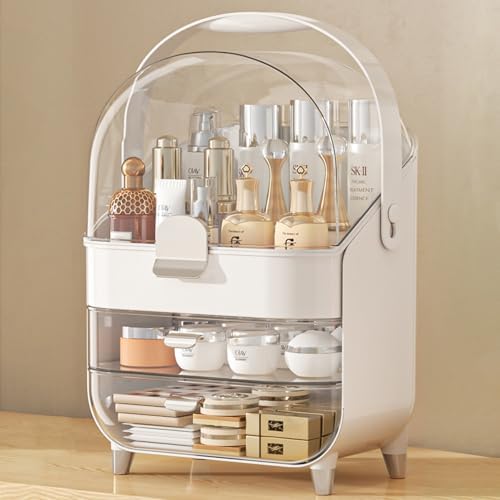 Makeup Organizer, Skincare Holder Bathroom Counter Organizer, Storage Box Cosmetic Display Cases, Teen Girl Gifts Trendy Stuff Make up Organizers for Vanity, Dresser, Countertop (Silver)