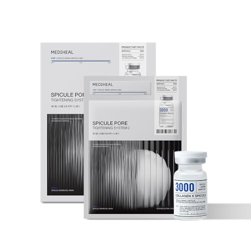 Mediheal Collagen Spicule Pore Care System 10 pcs - Serum & Gel Mask Set. 3,000 ppm Purity Spicule & Micro Collagen Included. 2-Step Pore Care System with Spicule Collagen Ampoule & Collagen Gel Mask