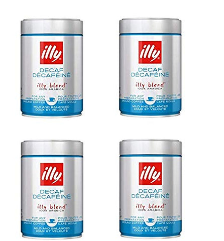 illy Espresso Ground Decaffeinated Coffee, 8.8oz (Pack of 4)