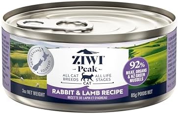 ZIWI Peak Canned Wet Cat Food – All Natural, High Protein, Grain Free, Limited Ingredient, with Superfoods Rabbit & Lamb, 3 Ounce (Pack of 24)