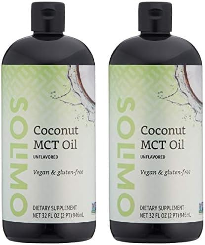 Amazon Brand - Solimo MCT Liquid Coconut Oil, Unflavored, 32 fl oz (Pack of 2)