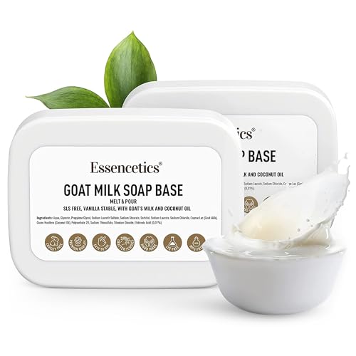 Essencetics® 2LB - Goats Milk Soap Base - SLS Free, No Palm Oil – All Natural, Easy DIY Soap Making for Personal and Professional Use – Create Luxurious, Moisturizing Handmade Soaps