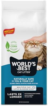 WORLD'S BEST CAT LITTER Multiple Cat Lotus Blossom Scented 32-Pounds - Natural Ingredients, Quick Clumping, Flushable, 99% Dust Free & Made in USA - Floral Fragrance & Long-Lasting Odor Control