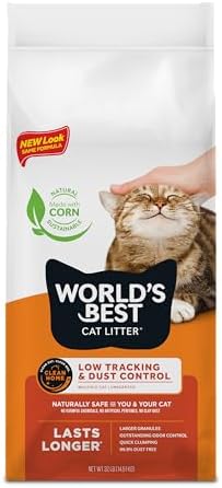 WORLD'S BEST CAT LITTER Low Tracking & Dust Control Multiple Cat Unscented 32-Pounds - Natural Ingredients, Quick Clumping, Flushable & Made in USA - Long-Lasting Odor Control & Easy Scooping