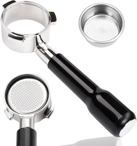54mm Bottomless Portafilter, Espresso Accessories for Breville Barista Series BES870/878/880 Machines & Sage Barista Espresso Machine, Stainless Steel Filter Basket and Premium ABS Handle (Black)
