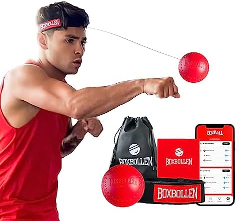 Original with App, Used by Celebrities - MMA Gear Boxing Ball - Boxing Reflex Ball with Adjustable Strap - Interactive Boxball App Integration - 1 Pack