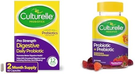 Culturelle Pro Strength Daily Probiotic Capsules, 60 Count Daily Probiotic Gummies for Women & Men, Berry Flavor, 52 Count