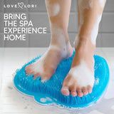 Love, Lori Foot Scrubber for Use in Shower - Foot Cleaner & Shower Foot Massager Foot Care for Men & Women to Soothe Achy Feet - Non Slip Suction (Blue) - Shower Accessories
